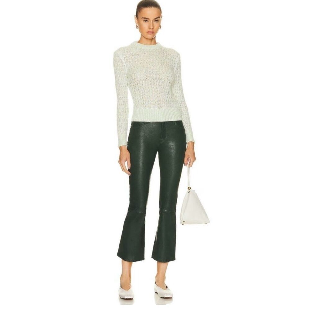 Frame Denim Leather crop pants in Pine